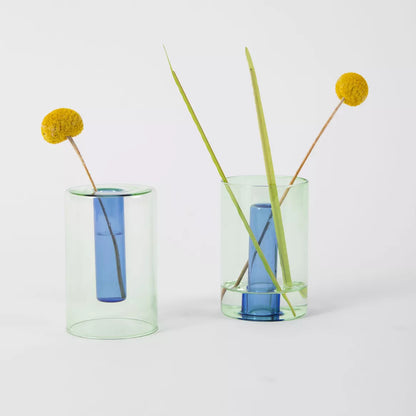 Vase réversible - Vert & bleu